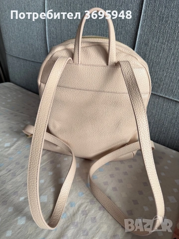Кожена раница Zarena в цвят пудра, снимка 8 - Раници - 53845806