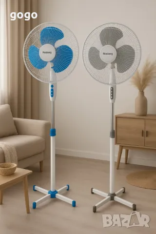 Вентилатор Rosberg, 40W, 40см., бял/сив или бял/син, снимка 4 - Вентилатори - 50011041