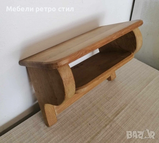 Стилна дървена поставка / мини рафт с интересен извит дизайн, изработен от масивно дърво., снимка 2 - Етажерки - 54252187