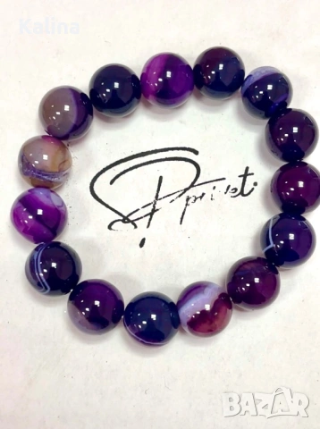 Ръчно изработена гривна от естествени камъни ахат в различни цветове, снимка 5 - Гривни - 53712093