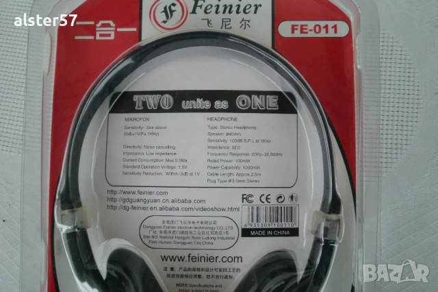 Аудио нови слушалки Feinier FE-011 и микрофон-комплект, снимка 4 - Слушалки и портативни колонки - 54274435
