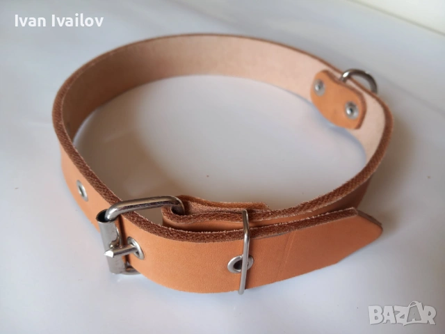 Светъл кожен нашийник (Натурален бланк) – ширина 3 см / дължина 60 см