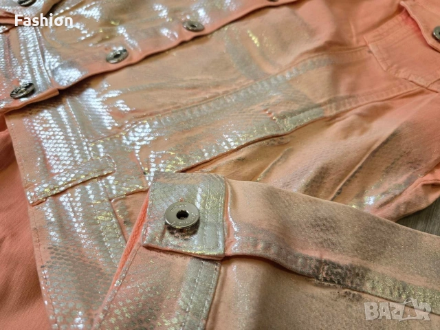 Нов уникален дънков комплект в розов цвят със сребърен акцент, снимка 2 - Дънки - 53641806