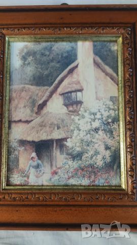 Стар прекрасен принт по известната картина „Cottage Garden“ British School - 19th на Strachan Artur , снимка 8 - Антикварни и старинни предмети - 45477362