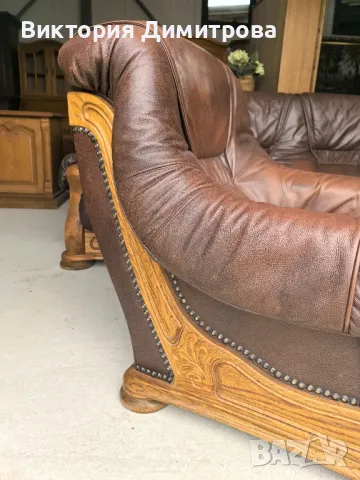 Комплект: Триместен диван + 2 фотьойла , снимка 10 - Дивани и мека мебел - 49691067