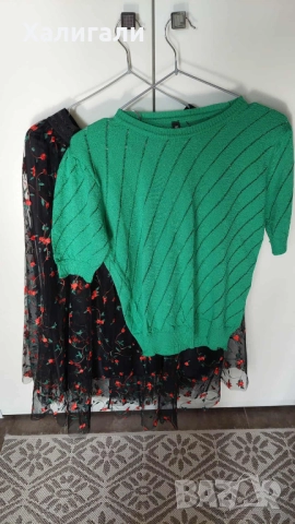 Фина плетен блуза в зелено размер М, снимка 2 - Корсети, бюстиета, топове - 51807417