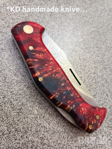 Сгъваем нож ръчно изработен от N690co стомана + ПОДАРЪК кания, снимка 4 - Ножове - 47679561