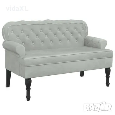 vidaXL Пейка с облегалка, светлосива, 119,5x64,5x75 см, кадифе(SKU:372156), снимка 1 - Други - 49447258