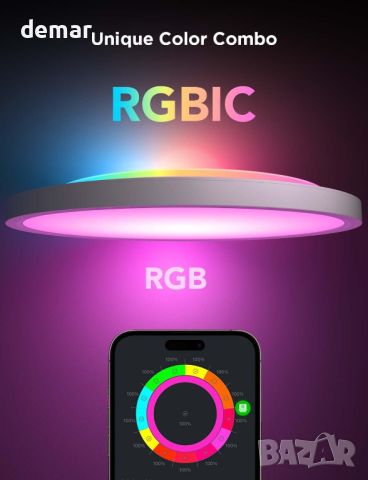 Govee RGBIC LED таванно осветление, интелигентно таванно осветително тяло 30 см, 2400 LM 2200-6500K, снимка 2 - Лед осветление - 45796305
