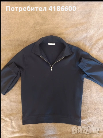 Quarter zip "Zara" тъмно син, снимка 2 - Блузи - 53857414