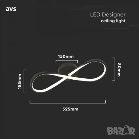 LED плафон 24W 3000K VT-7789 V-TAC черен, снимка 2 - Полилеи - 48648554