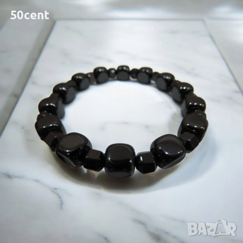 Мъжка гривна от естествен хематит., снимка 2 - Гривни - 51966913