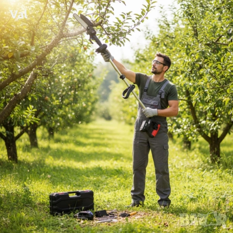 Акумулаторен мини верижен трион с телескопичен прът 21V , снимка 3 - Моторни триони/резачки - 53701293