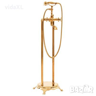 vidaXL Свободностоящ смесител за вана, инокс, 99,5 см, златист（SKU:145095