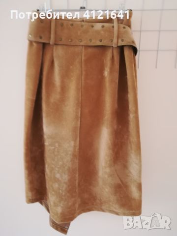 Модерна спортна пола велур, с подплата, широк колан, снимка 5 - Поли - 46408125