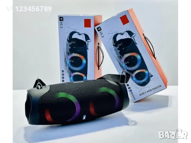 Голяма портативна мощна блутут колона Booms Box 3 RGB