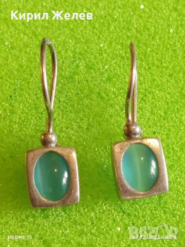 Елегантни сребърни обеци с зелен топаз финни ръчна изработка 40082