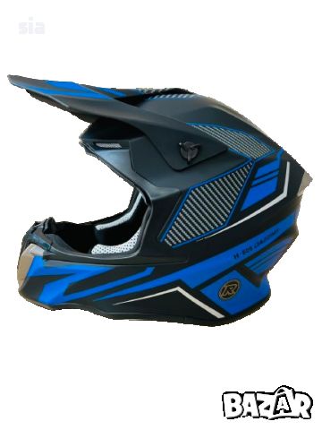 Кросова каска, S/M, карбон със синьо, Шлем за кросов мотор, снимка 5 - Аксесоари и консумативи - 46395313