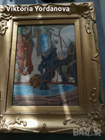 Гоблен конете на водопой, снимка 4 - Гоблени - 51759436