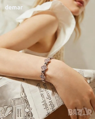 Гривна от мед BioMag 99.99% за жени, магнитна гривна за жени с дизайн на детелина за късмет, снимка 7 - Гривни - 54217331