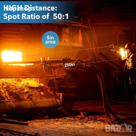 Инфрачервен термометър mestek, мпературен пистолет -40℉~2912℉, термометър, пирометър 50:1, снимка 2 - Друга електроника - 51637815