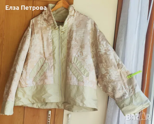 Дамско двулицево шушляково бежово яке; лято/есен;5XL÷6XL, снимка 4 - Якета - 47244683