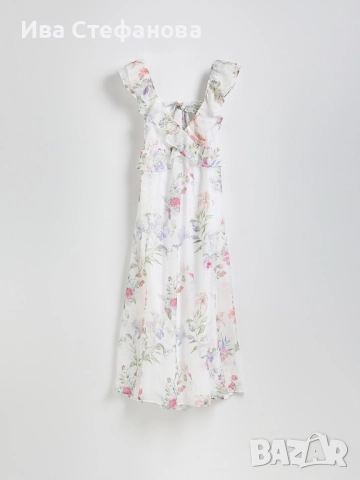  Нова красива кокетна дълга женствена романтична 100% вискоза елегантна рокля флорален принт цветя , снимка 3 - Рокли - 51708351
