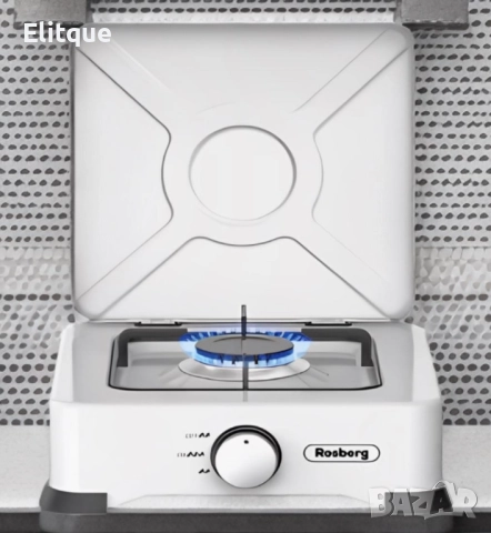 Газов единичен котлон с капак Rosberg, 30mbar\2.2kWh автоматично запалване, снимка 2 - Друга електроника - 52853519
