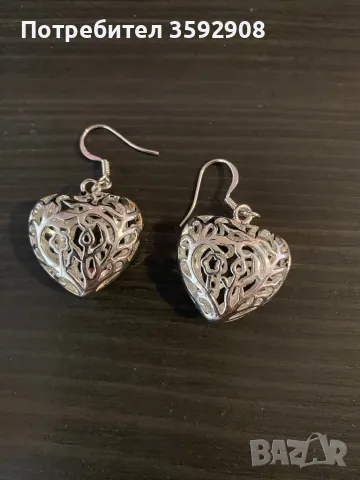 Сребърни обеци сърце 