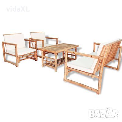 vidaXL Градински комплект с възглавници, 4 части, бамбук（SKU:43159, снимка 1 - Градински мебели, декорация  - 45079634