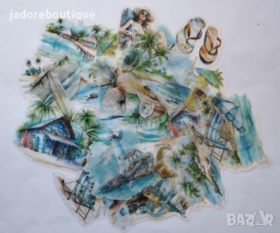 30 бр Винилови водоустойчиви стикери прозрачни Малдиви, снимка 5 - Други - 46412390