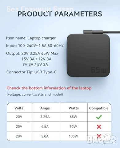 Нов стенен адаптер Зарядно 65W Type-C за ASUS UX390 UX325 C213 C302 C403, снимка 4 - Друга електроника - 53834998