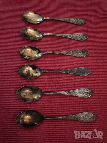 Винтидж посребрени лъжички за чай, СССР. 