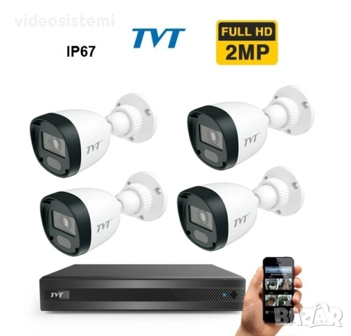 TVT Full-HD комплект за видеонаблюдение с Висококачествено изображение, дори и в нощен режим