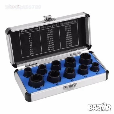 Екстрактор за повредени гайки Комплект вложки за развалени гайки. 10 броя, снимка 3 - Други инструменти - 52182522