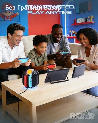 Нов док Nintendo Switch 2 / OLED зарядна станция за 6 контролера RGB за геймъри игри, снимка 6 - Други игри и конзоли - 54092473