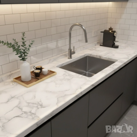 Мраморно самозалепващо фолио за обновяване на дома – водоустойчиво, здраво, практично, снимка 7 - Други стоки за дома - 52933715