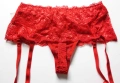 Classyfied S/M нова червена полупрашка с дантелен колан и жартиери, снимка 5