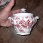 Сервиз за чай/кафе Ridgway Staffordshire England WINDSOR PINK Red Floral Birds , снимка 10