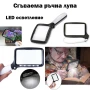 Увеличителна голяма правоъгълна лупа за четене на книги вестници с LED осветление лампа 3X дръжка, снимка 1
