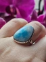 Сребърен пръстен с Ларимар, снимка 2