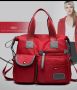Непромокаема текстилна голяма черна,червена или лилава чанта, снимка 1 - Чанти - 45489866