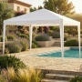 Градинска шатра тип "павилион", 3x3м, Водоустойчива, Прахово боядисана стомана, Бяла, снимка 1