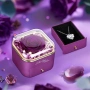 Нова Истинска вечна роза + колие сърце, кутия за бижута, лилава, подарък, снимка 3