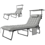 Сгъваем шезлонг Outsunny с матрак на покрива, шезлонг с регулируема в 4 посоки облегалка, снимка 5