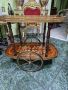 Прекрасна антикварна френска маса за сервиране дървена с интарзия и бронз , снимка 6