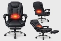 Ергономичен въртящ се офис стол с масаж и поставка за крака, снимка 2