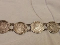 Стара сребърна гривна с монети 1913 г С Фердинанд 1 запазете спомен от Българския Лев и История., снимка 4