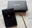 Chanel мини чантичка - естествена кожа / калъф с верижка – черна, снимка 5