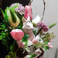 Великденска украса с порцеланово зайче, снимка 3 - Декорация за дома - 45199032